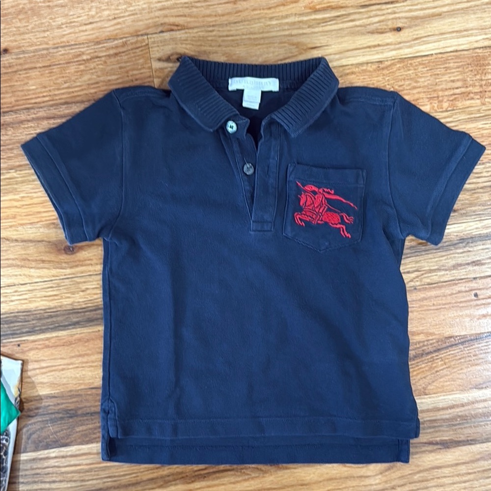 Burberry Blue and Red Polo Shirt Classic Design
